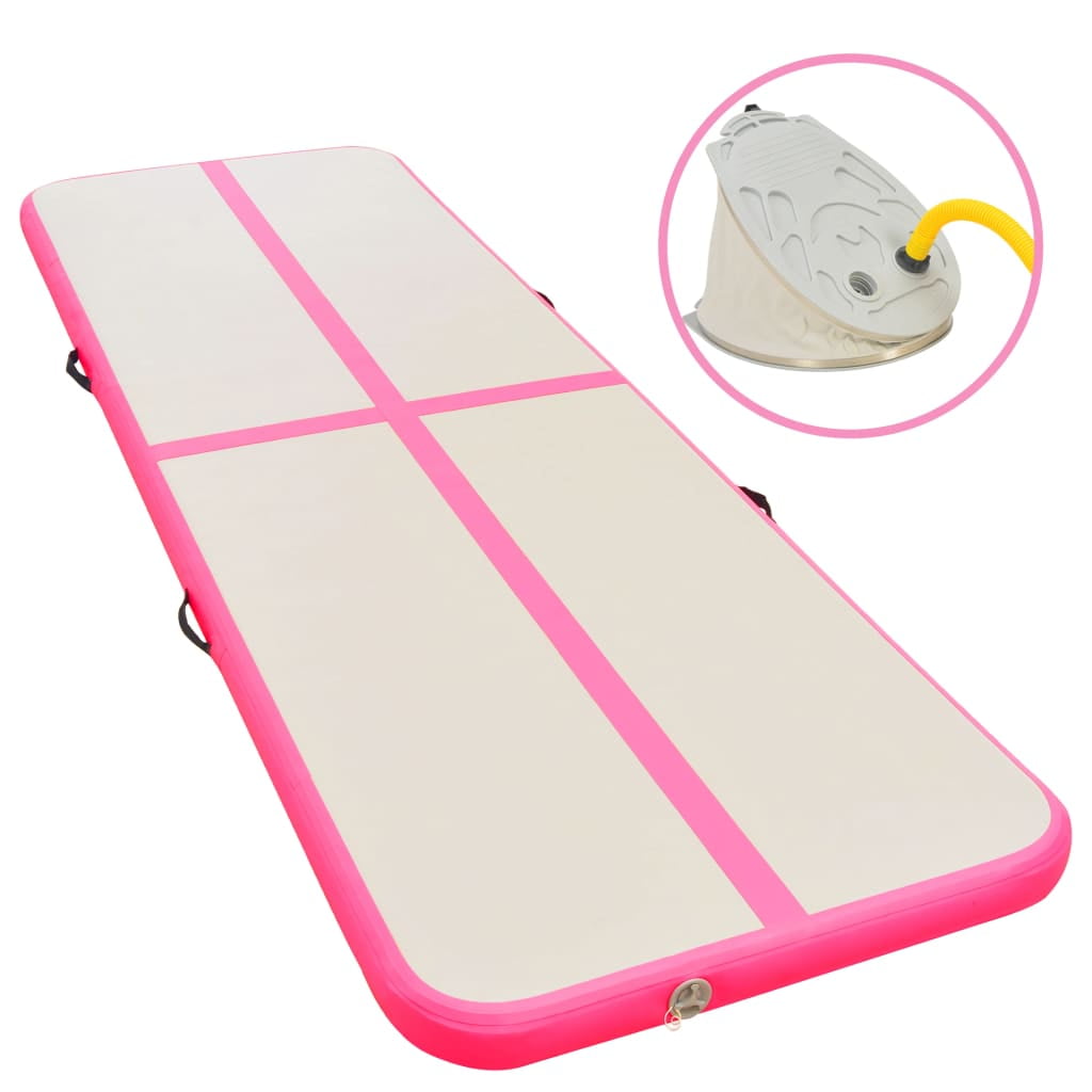 LYUMO Inflatable Gymnastics Mat with Pump 118.1"x39.3"x3.9" PVC Pink