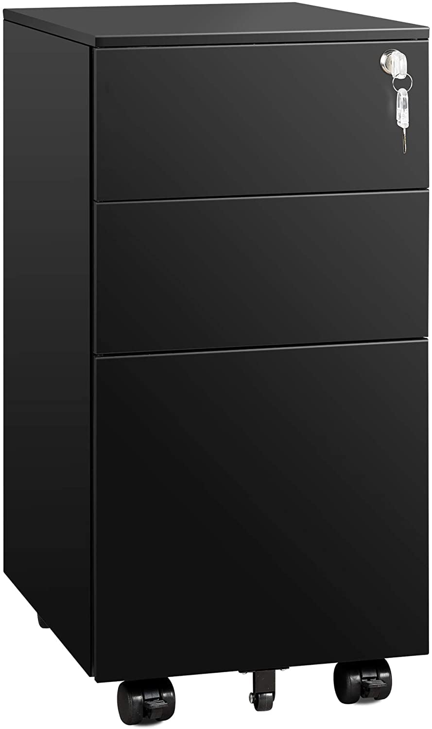 BBNBDMZ Slim File 3 Drawer Mobile Filing for Letter/Legal/A4 Files Fully