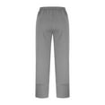 thumbnail image 5 of yunLXC Clearance Sale Casual Pants for Women Ladies' Casual Solid Color Cotton Sweatpants With Pockets Crossed Cuffs Loose Straight Leg Pants women's casual pants with pockets elastic waist Grey XXL, 5 of 9