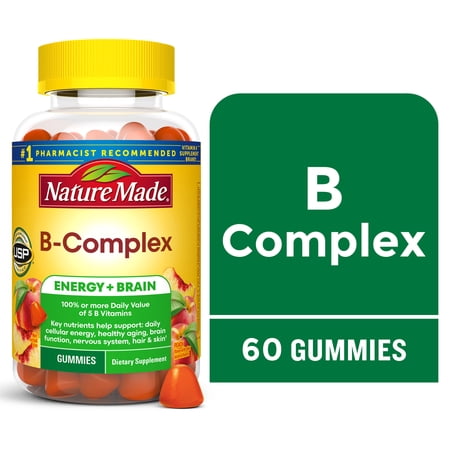 Nature Made Vitamin B Complex Gummies, 5 B Vitamins for Energy and Brain Support, 60 Count