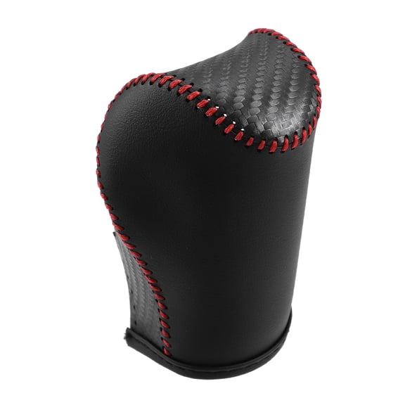 Unique Bargains Gear Shifting Knob Cover Automatic for Jeep Cherokee PU Leather Carbon Fiber Pattern Black Red