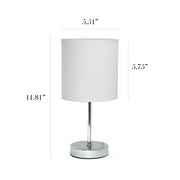 Simple Designs 11.81 Basic Chrome Mini Table Lamp with Fabric Shade, White