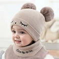 thumbnail image 2 of Angala Infant Baby Girls Boys Soft Warm Knit Hat Kids Winter Hat With Earflap Scarf Hood Hat Cute Breathable Practical One Size, 2 of 3