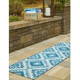 thumbnail image 4 of Unique Loom Outdoor Southwestern Collection Area Rug - Fethiye (2' x 6' Runner Blue/Ivory), 4 of 8