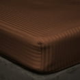 thumbnail image 4 of Sheet Set 4 PC-100% Egyptian Cotton, 300 TC, Breathable & Cooling Sheets-Flat Sheet, Fully Elasticized Fitted Sheet with 18" Deep Pocket & 2 Pillowcases-Chocolate Stripe, Twin Size, 4 of 6