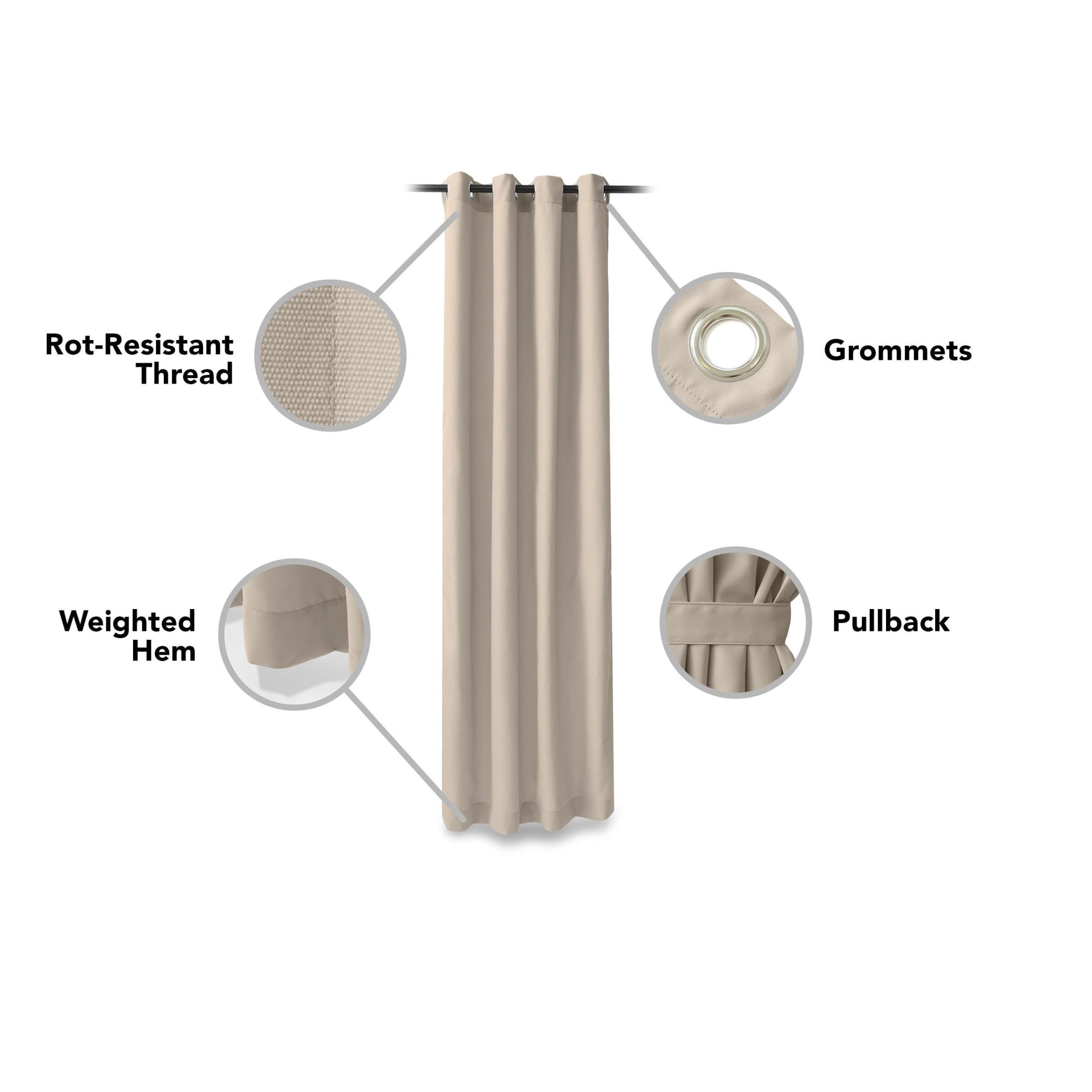 Covermates Outdoor Patio Curtain – Water‑Resistant with Grommets, 50"x84"