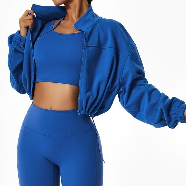 Chaqueta Corta Deportiva Nikou Para Yoga Running Cuello Alto Cremallera Completa
