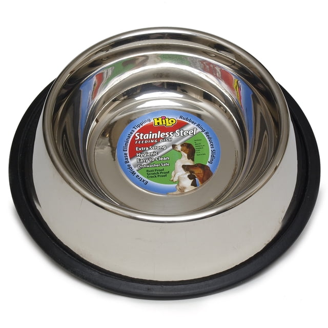 Plato de alimentación para mascotas Hilo, acero inoxidable, antideslizante, 2850 ml