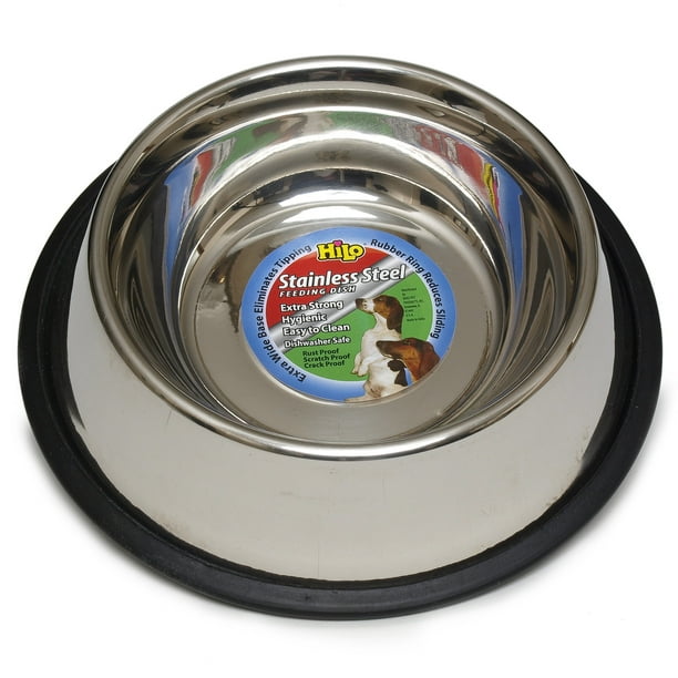Plato de alimentación para mascotas Hilo, de acero inoxidable, antideslizante, 473 ml