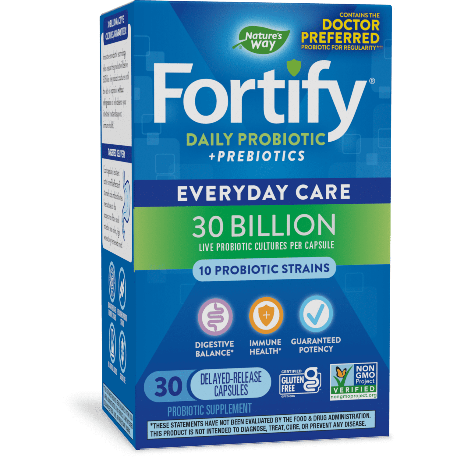 Fortify Everyday Care Probiotic Capsules, 30 Billion Live Probiotics, 30 Count