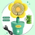 thumbnail image 4 of Harpi Desk Fans Small Quiet, Rural Wind Flower Pot Small Fan USB Charging High Beauty Flower Office Student Dormitory Tabletop Small Fan Fans on Sale and Clearance, 4 of 9