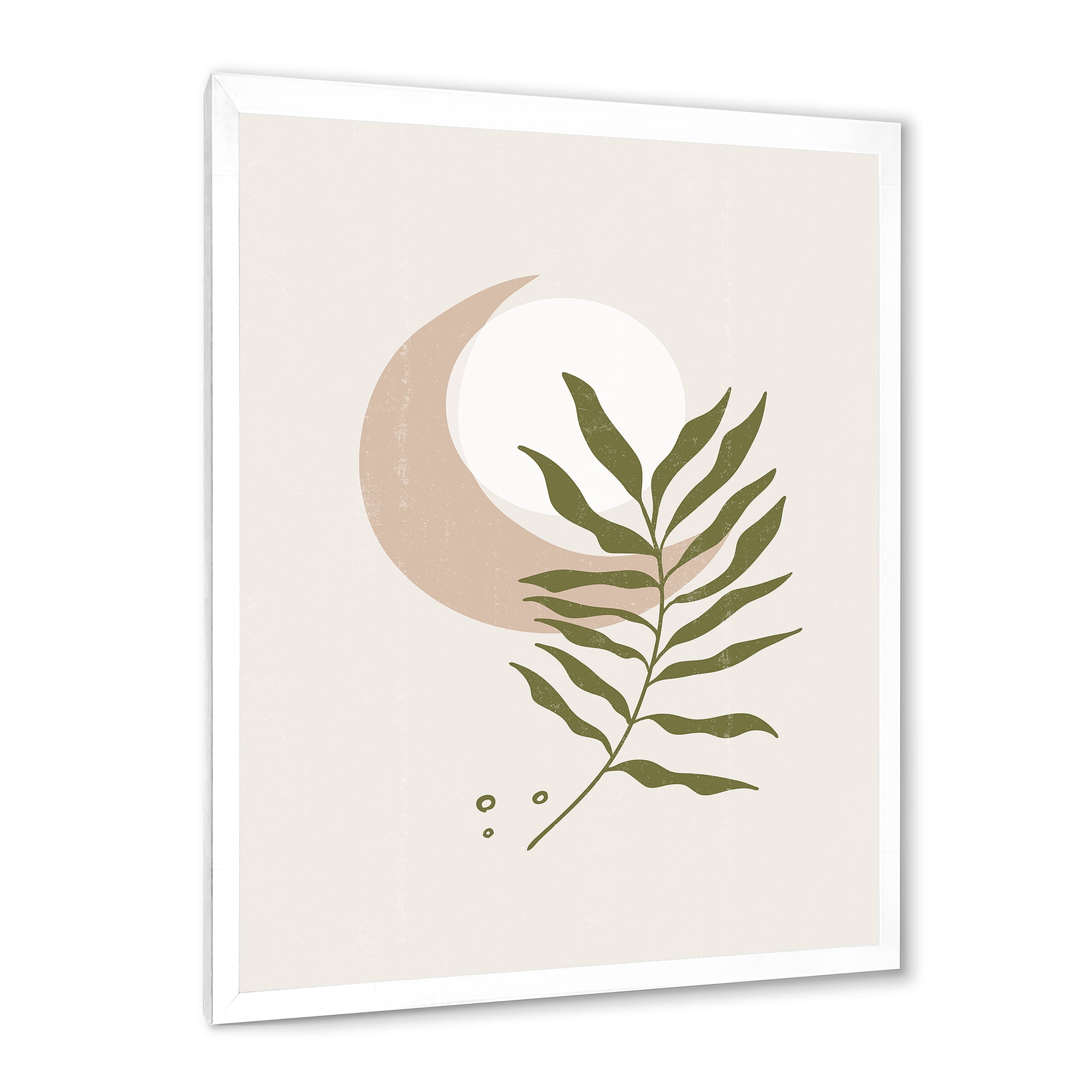 Designart 'Abstract Geometrical Leaf With Moon II' Modern Framed Art Print