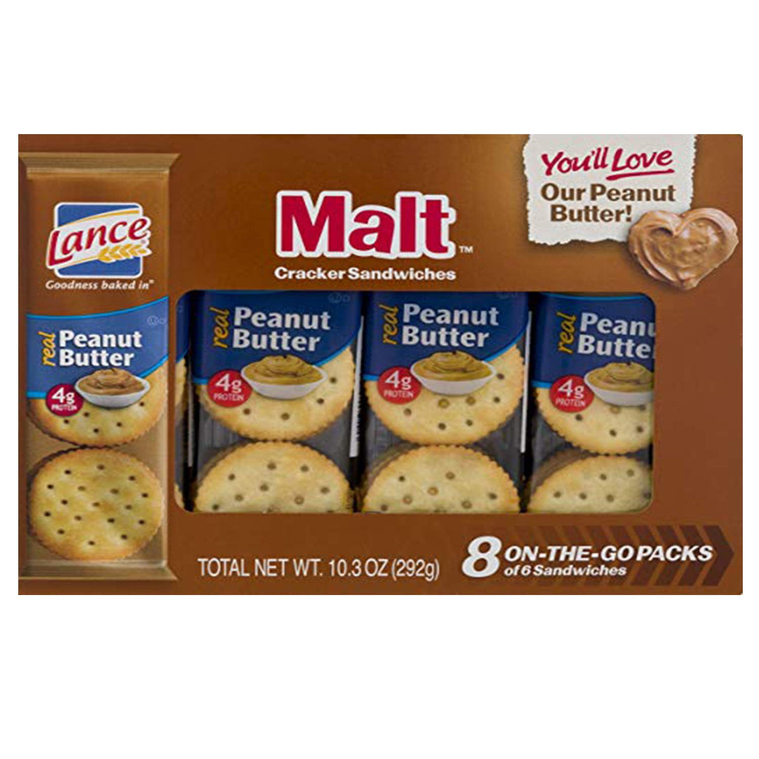 Malt Crackers With Real Peanut Butter 3 Boxes Of 8 Individual Packs