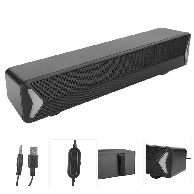 EBTOOLS Caja de Altavoz de Cine en casa, Conector USB + Barra de Sonido Multimedia de Graves estéreo con Terminal de Audio de 3,5 mm, para PC/Escritorio/Tableta(Negro) Ecomeon no