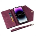 thumbnail image 4 of ELEHOLD Crossbody Wallet Case for iPhone 15 Pro Max Large Capacity Card Slots Zipper Pocket Adjustable Shoulder Strap Elegant Purse Case for iPhone 15 Pro Max,Winered, 4 of 10