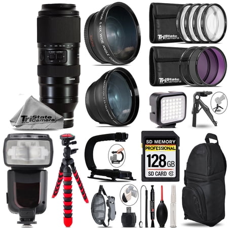 Tamron 50-400mm f/4.5-6.3 Di III VC VXD Lens for Sony E+ LED Light + Tripod - 128GB Accessory Bundle