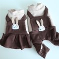 thumbnail image 6 of Dog Cat Dress Jumpsuit, Fashion Cute Rabbit Printed Soft Skin-friendly Cozy Thickened Knitted Fuzzy Lining Plush Winter Warm Romper Coat Pet Clothes Costume for Puppy Daily Wear, 6 of 8