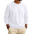 thumbnail image 2 of Mens Fleece Crewneck Sweatshirt Trendy Casual Long Sleeve Pullover Fall Winter Warm Comfy Solid Color Sweatshirt White 2XL, 2 of 6