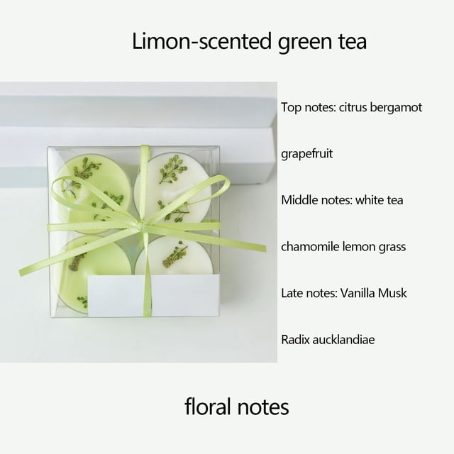 Velas de Aromaterapia, Velas de Soja y Cera de Abeja, Decoración con Flores Secas, Relajación Duradera, Regalos de Spa, Juego de 4, Aroma Blanco y Verde para Decoración Del Hogar.