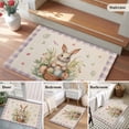 thumbnail image 6 of Rectangle Area Rug 2x3ft, Happy Easter Cute Bunny Egg Non-Slip Non-Shedding Floor Mat, Spring Floral Purple Grid on Flax Washable Sturdy Carpet for Living Room Bedroom Home Decor, 6 of 9