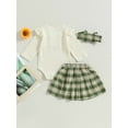 thumbnail image 4 of GXFC Baby Girl Fall Outfits Clothes 6M 9M 12M 18M 24M Newborn Girl Long Sleeve Romper Tops and Plaid A-line Skirt and Headband 3Pcs Casual Autumn Clothing for Infant Girl, 4 of 8