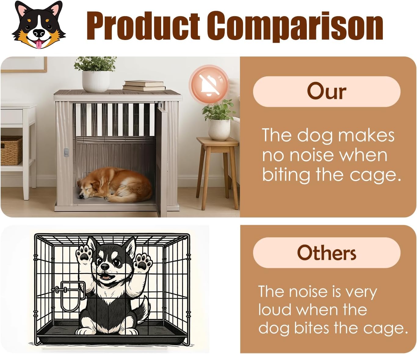 Dog Crate Furniture for Small to Medium Dogs,Decorative Resin Kennel Indoor,Multifunctional Dog Crate with Locking Buckle,End Table,Durable and Sturdy(Light Brown 29.65 * 21.34 * 25.28)