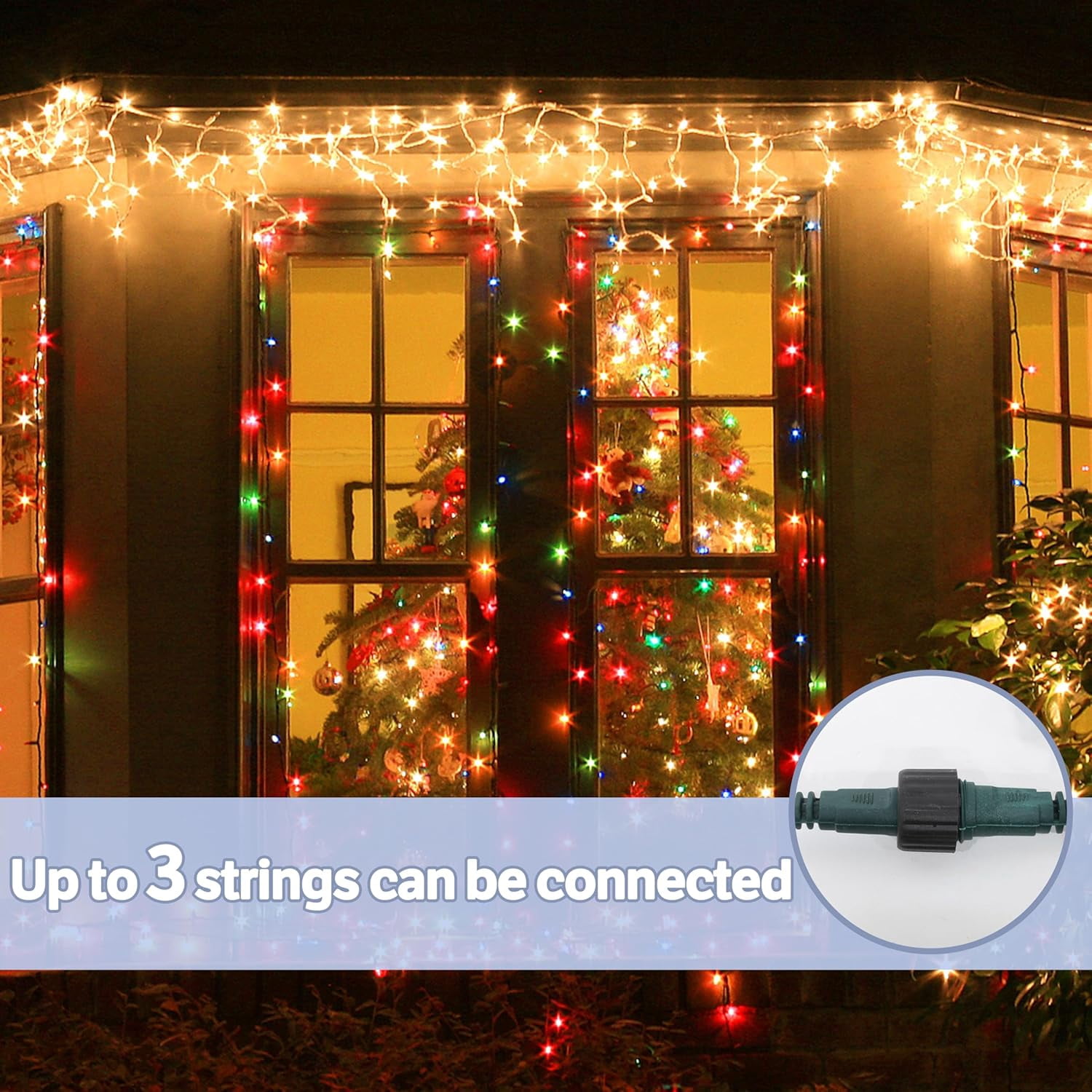 String Lights Multicolor, 49ft 306 LED 9mm Frosted Globe String Lights, 11 Modes Christmas Globe Lights, Xmas Tree Ball Lights Outdoor Mini Globe Light for Christmas Tree Home Party Patio