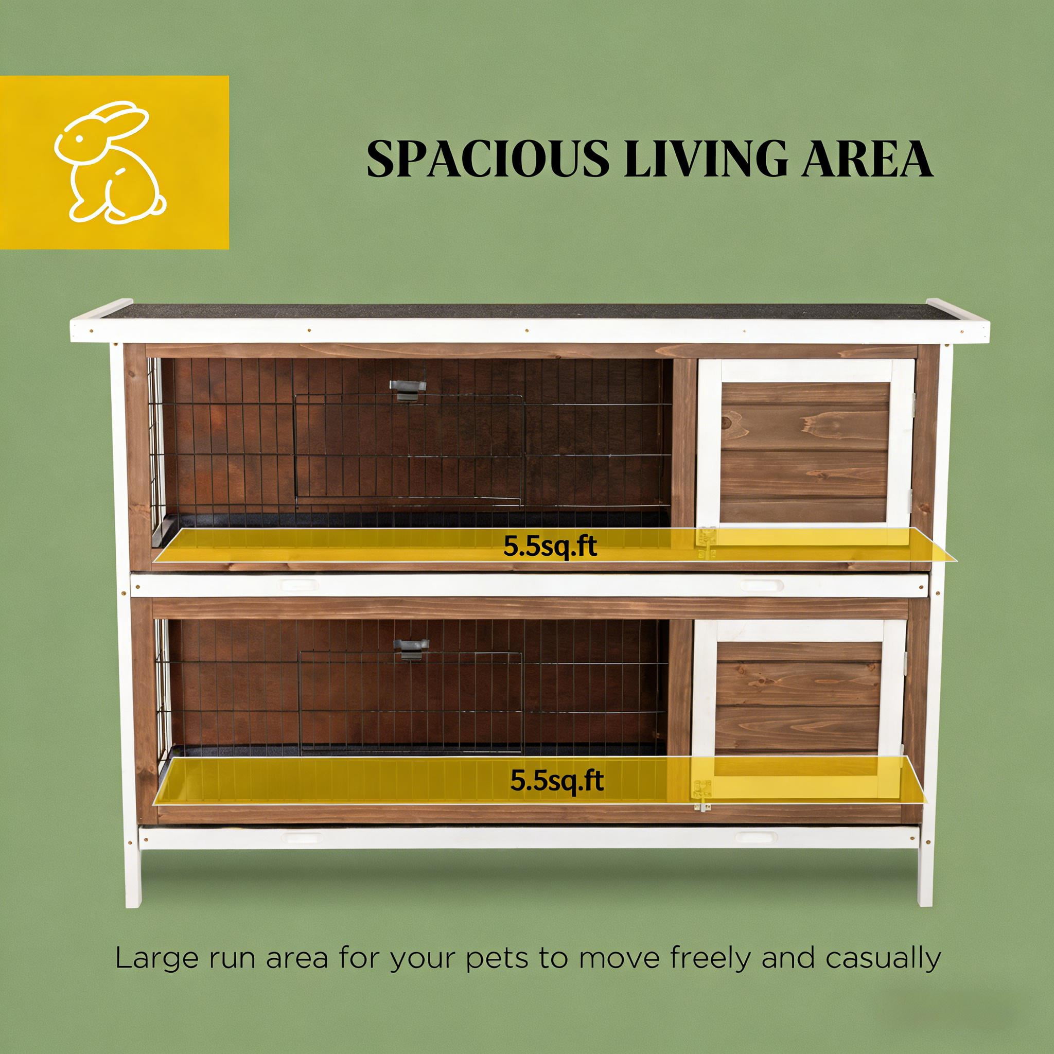 Spacious Pet House, 2-Story Large Rabbit Hutch