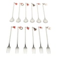 thumbnail image 1 of 1 Set of Exquisite Dessert Spoons Forks Kit Christmas Designed Dessert Scoops for Home, 1 of 8