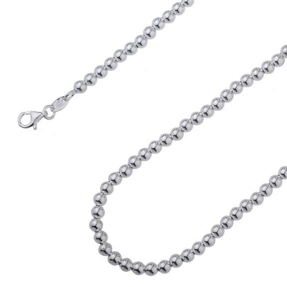 925 Sterling Silver, Ball Bead Chain 4mm Necklace - Hypoallergenic and Tarnish Resistant - By Oliver & Navy