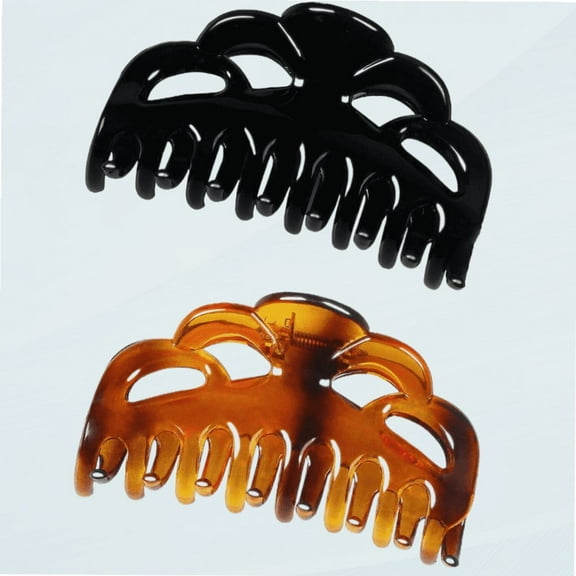 Medium Hair Claw Clips for Women Fine Hair Plastic Claw Clamps Clips in Set (Arc-Black Brownish Red-M)