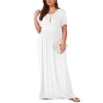 thumbnail image 2 of Asklazy Women's Short Sleeve Loose Plain Maxi Dresses Casual Long Dresses with Pockets,US Size,White,4XL, 2 of 10