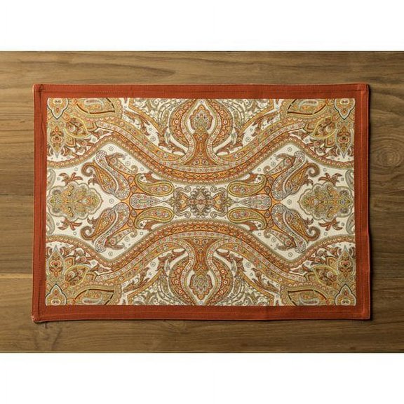Maison d' Hermine Kashmir Paisley 100% Cotton Set of 4 Placemats for Dining Table | Kitchen| Wedding | Everyday Use | Dinner Parties | (13 Inch by 19 Inch)