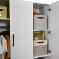 thumbnail image 3 of ModMakers 4-Door Wardrobe Armoire Closet with Mirror, Freestanding Wood Armoire Wardrobe Closet with 3 Drawers & Hanging Robs, White, 3 of 7