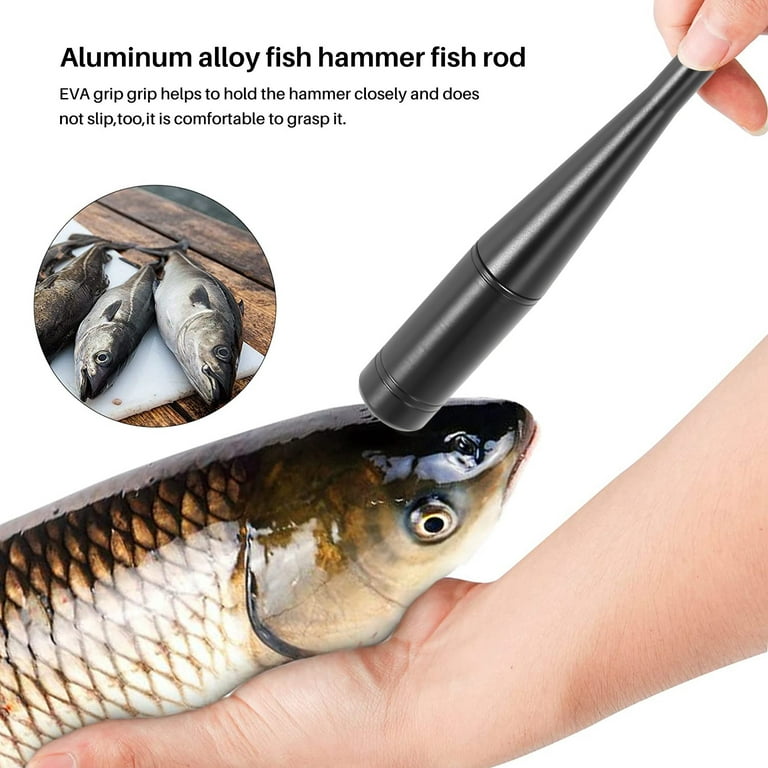 Portable Aluminum Alloy Fish Hammer Metal Fishing Bat With Heavy Head Eva  Grip Fishing Tackle Accessory Sticks Hook Remover Carp Fishing Tackle Black  