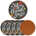 thumbnail image 2 of Christmas 6Pcs Round Microfiber Leather Car Coasters, 11x11 cm/4.3x4.3 in Size, Cup Holder Mat for Drinks, Absorbent Car Accessories, 2 of 6