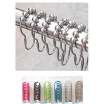 12 Pc Easy Glide Heavy Duty Hooks Decorative Shower Rod Curtain Rings Bathroom !