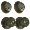 Brinks 4-Piece Keyed Entry Door Knobs and Deadbolt Locks, Antique Brass