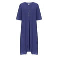 thumbnail image 4 of yillto Women's Plus Size Dress Round Neck Short Sleeve Dresses Solid Color Elegant Dresses, 4 of 6