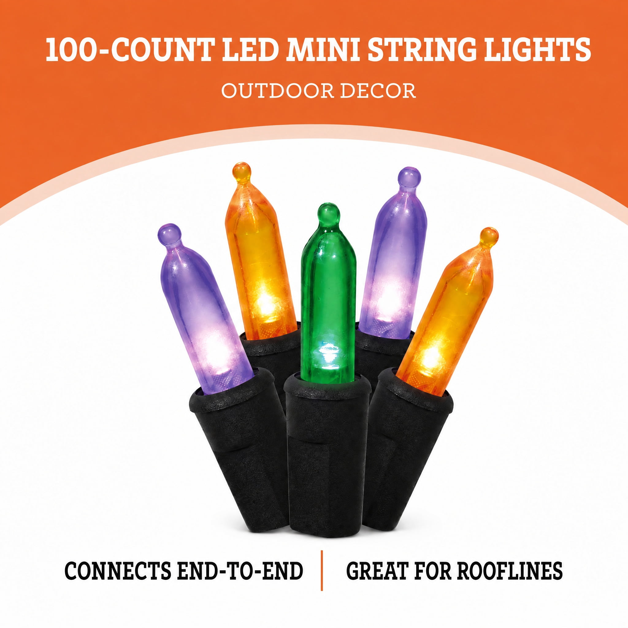 Indoor/Outdoor 100-Count LED Mini String Lights, Multicolor, 19.5', Halloween by Way To Celebrate