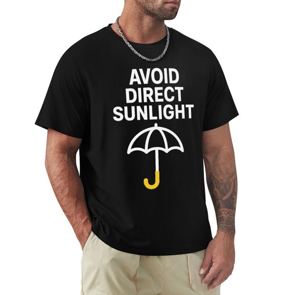 Keep Out Of Direct Sunlight Men's Short Sleeve Graphic Crewneck T-Shirt Large
