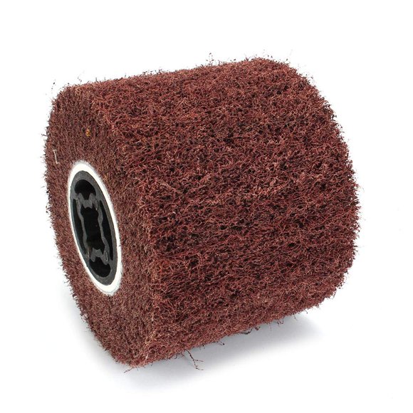 120x100x19mm Non-Woven Abrasive Wire Drawing Polishing Burnishing Wheel Flap Brush for Surface Treatment Stainless Steel, Aluminum, Copper, and More - 80 Grit