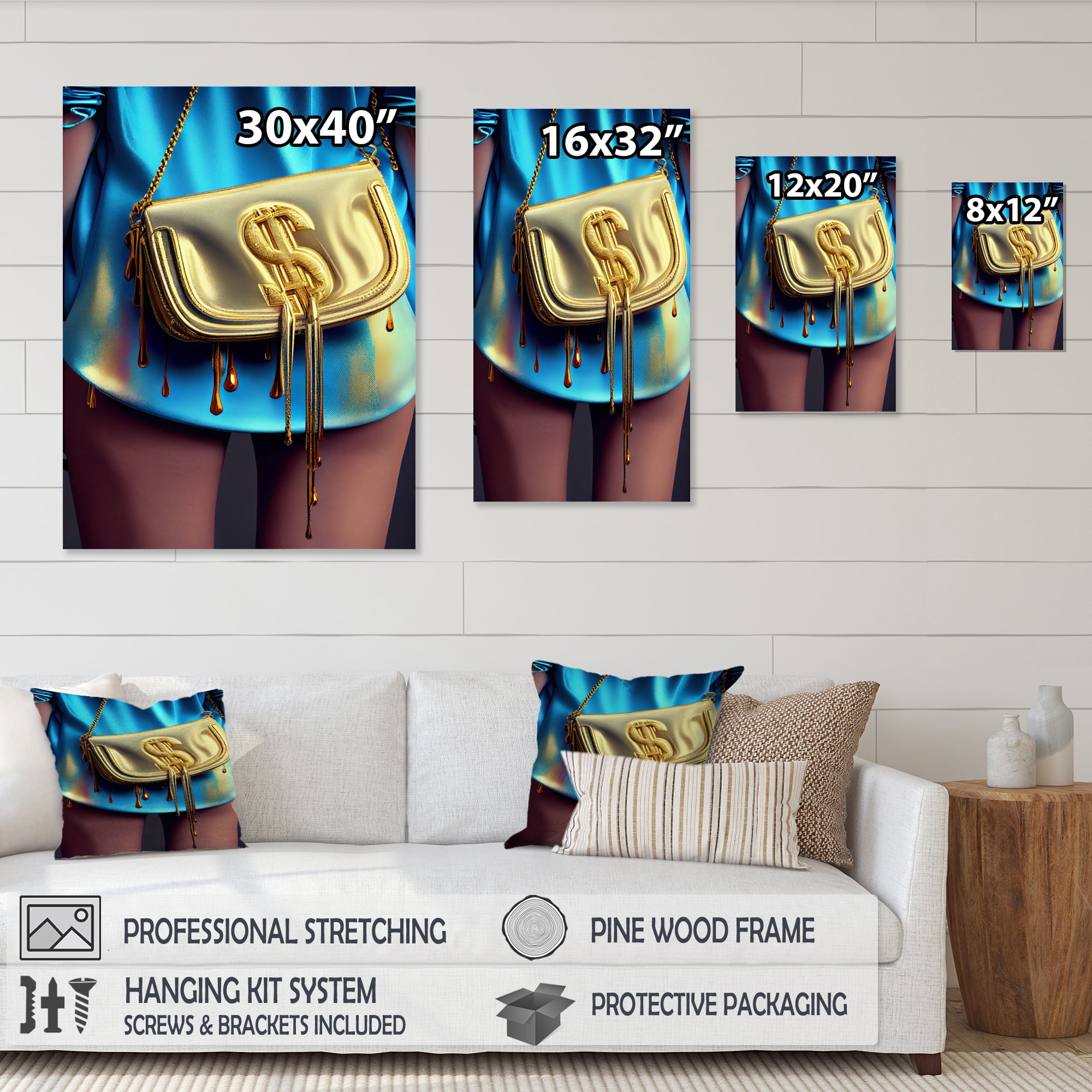 Designart Fashion Girl Going Out Tonight With Tone Of Cash II Canvas Wall Art