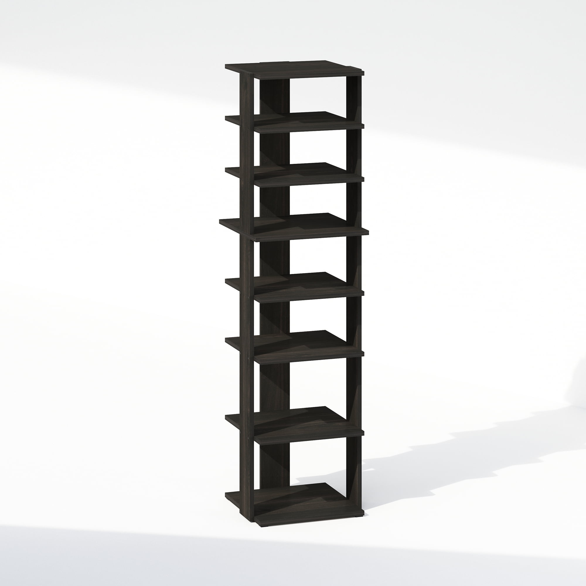 Furinno Compact 8-Tier Vertical Space Saving Free Standing Corner Shelf, Display Rack, Espresso
