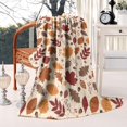thumbnail image 4 of Autumn Fall Leaves Pattern Blanket,Comfortable Soft Lamb Wool Throw Blanket,All Season,Warm Lightweight Blankets for Sofa Bed Couch Living Room Chair,50"x60", 4 of 4