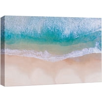 wall26 Canvas Print Wall Art Aerial View of Ocean Waves on Beach Nature Wilderness Photography Realism Rustic Scenic Colorful Multicolor for Living Room, Bedroom, Office - 12"x18"