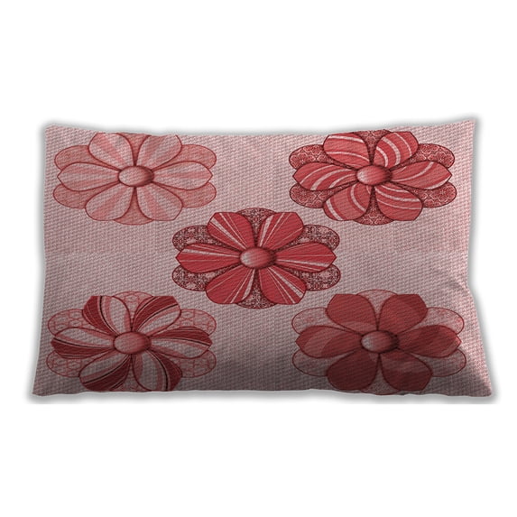 Ahgly Company Patterned Outdoor Rectangular Pink Lumbar Throw Pillow, 13 inch by 19 inch