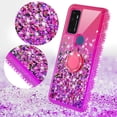 thumbnail image 4 of Cricket Dream 5G Case /Innovate 5G /AT&T Radiant Max 5G Case / Fusion 5G Case Ring Stand Liquid Glitter 360 Degree Protection Phone Case Cover w/Screen Protector - Hot Pink/Purple, 4 of 6