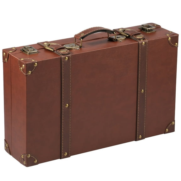 Keyohome Vintage Wood Prop Suitcase Decorative Retro Photography Prop Luggage Wooden Storage Box Decoration for Travel Storage