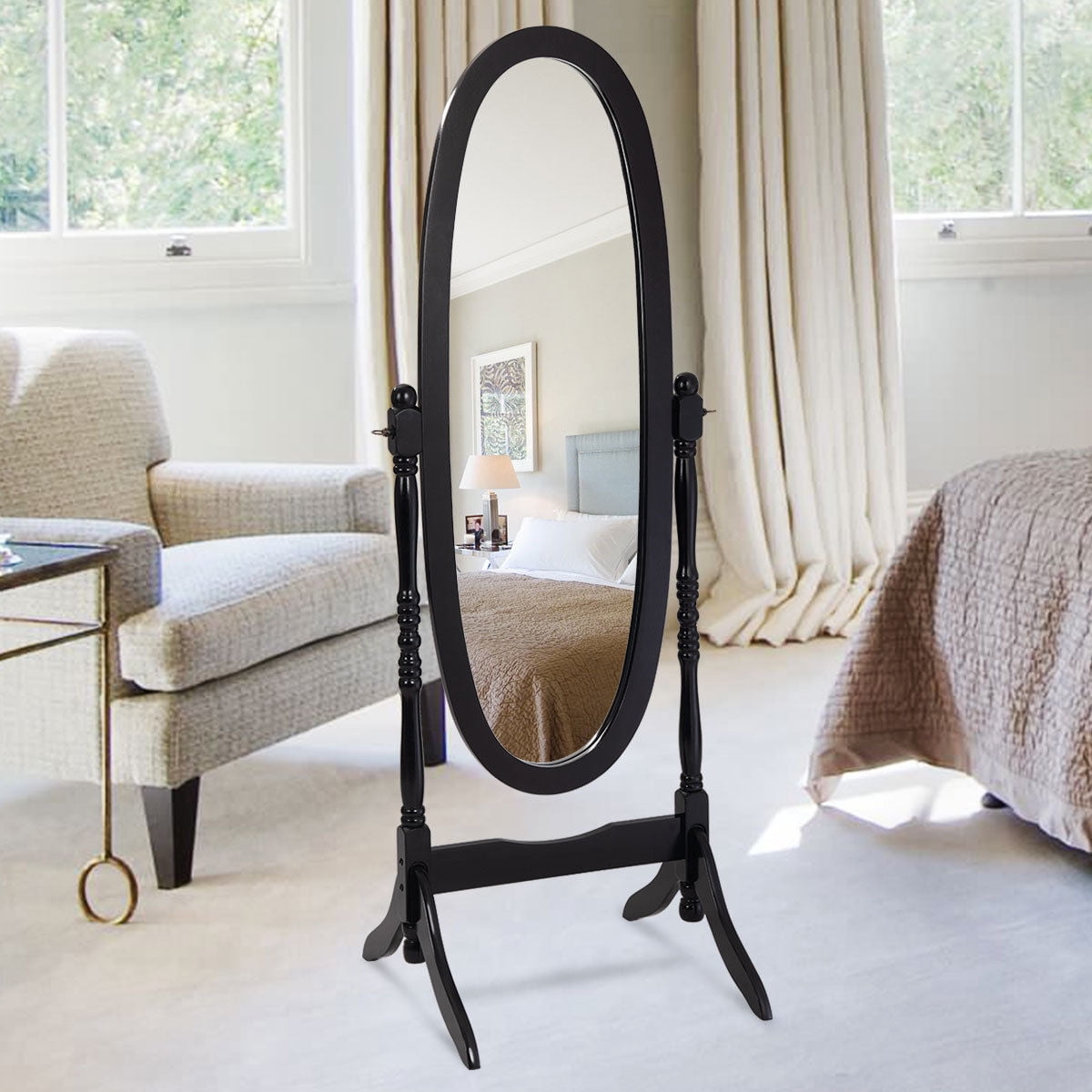 White Cheval Dressing Mirror Free Standing Full Length Floor